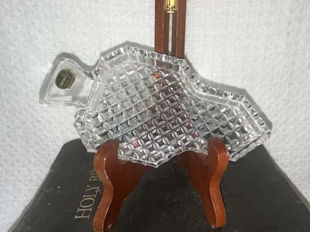 Vintage Bohemia Glass Lead Crystal Arrowhead Shape Trinket Dish